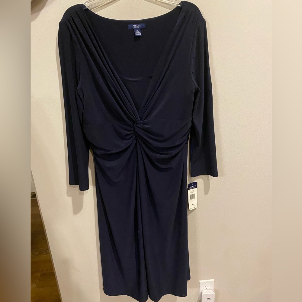 Chaps Navy Blue Long Sleeve Dress